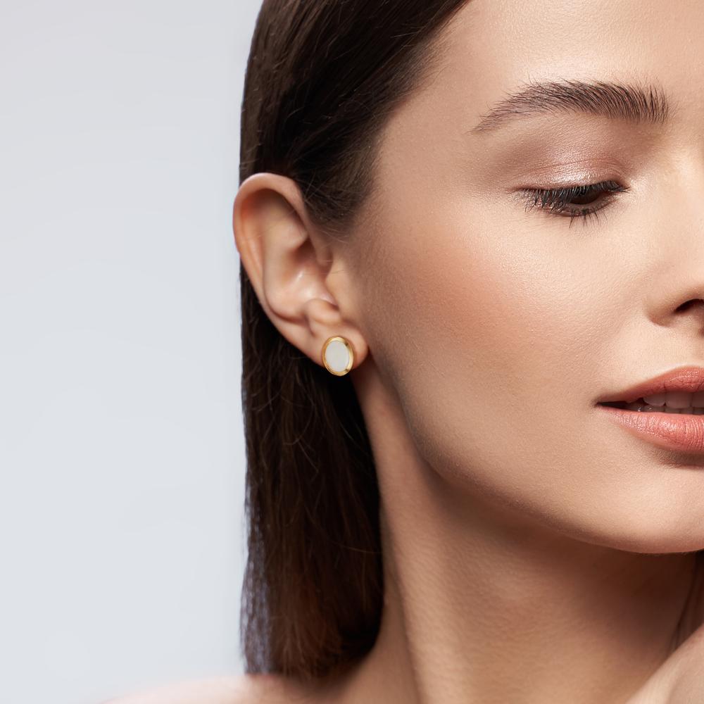 Clous d'oreilles Or jaune 18K Opale 2 Pierres