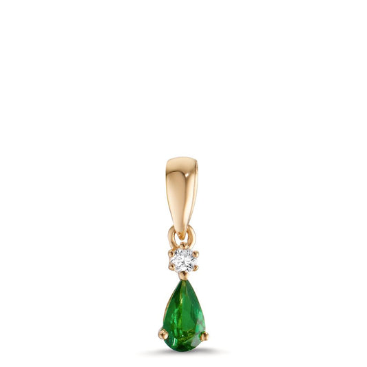 Pendentif Or jaune 18K Grenat vert, Diamant 0.025 ct, w-si