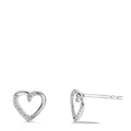 Clous d'oreilles Or blanc 18K Diamant 0.045 ct, 18 Pierres, w-si Coeur Ø7 mm