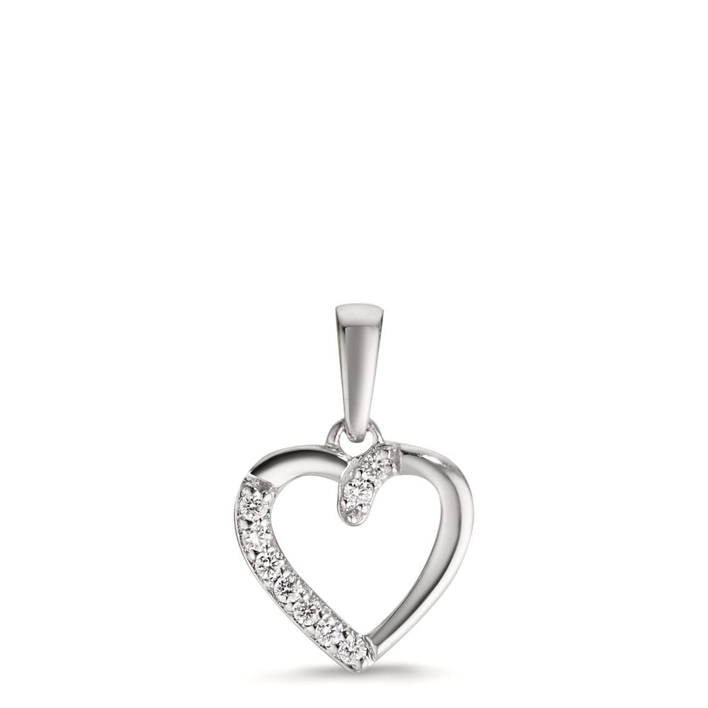 Pendentif Or blanc 18K Diamant 0.05 ct, 9 Pierres, w-si Coeur Ø9.5 mm