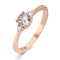 Bague Or rouge 18K Morganite rose, Diamant 0.065 ct, 2 Pierres, w-si