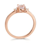 Bague Or rouge 18K Morganite rose, Diamant 0.065 ct, 2 Pierres, w-si