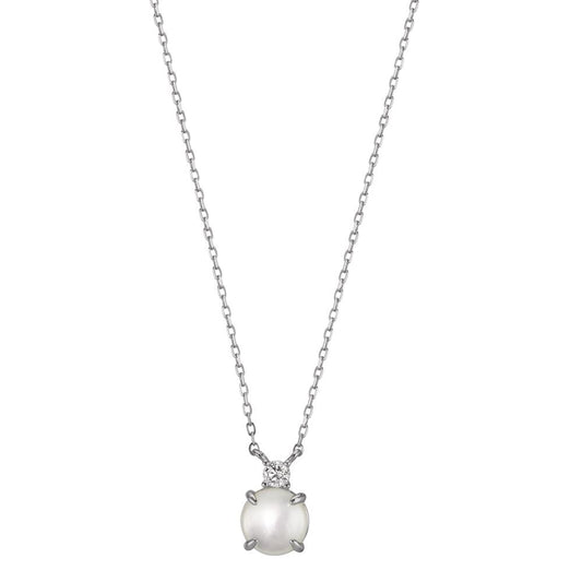 Collier Argent Zircone Rhodié nacre 40-45 cm