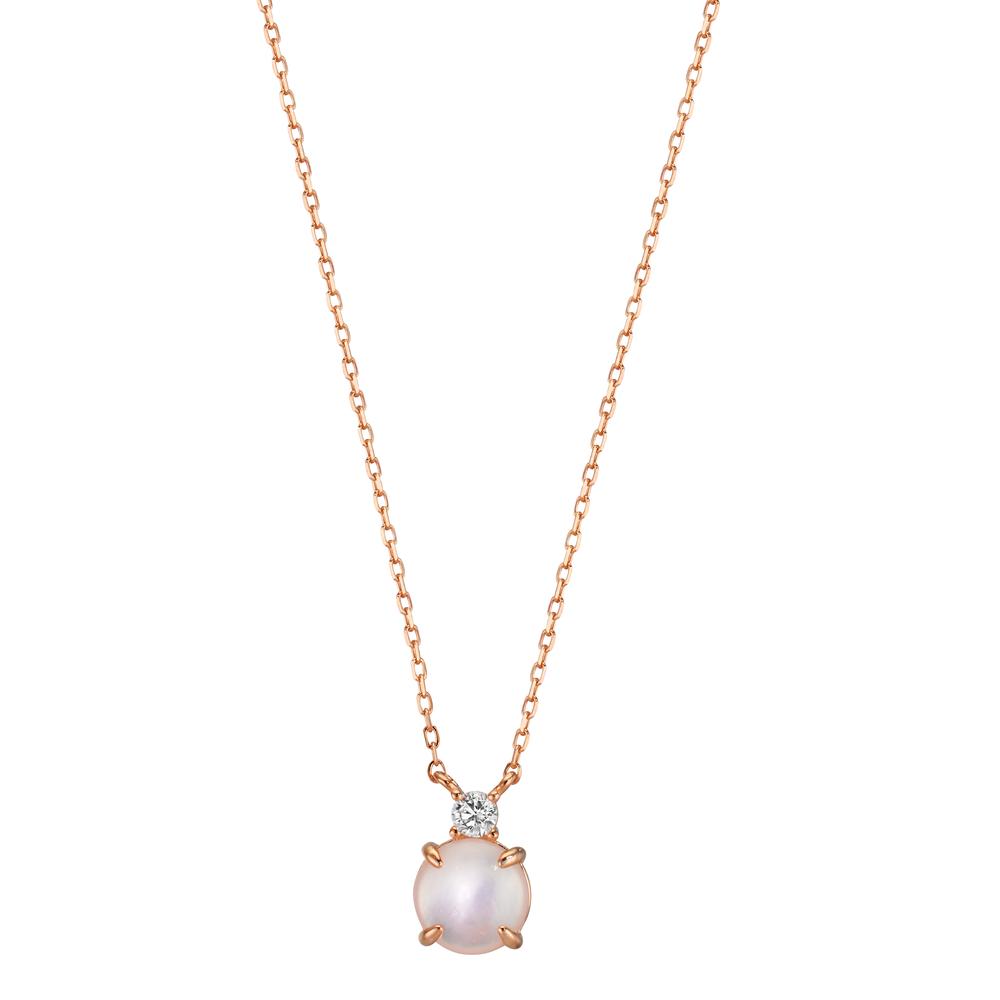 Collier Argent Zircone rosé Plaqué or nacre 40-45 cm