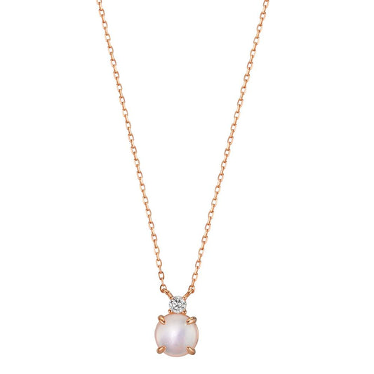Collier Argent Zircone rosé Plaqué or nacre 40-45 cm