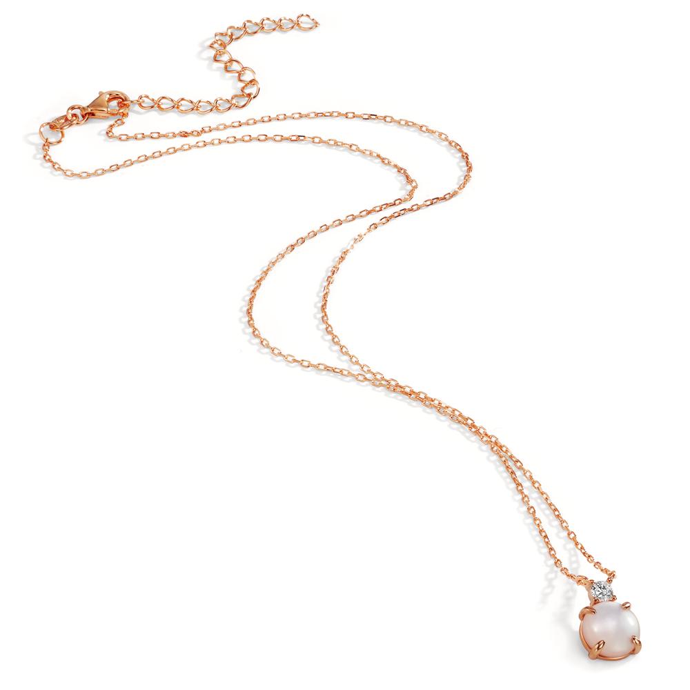 Collier Argent Zircone rosé Plaqué or nacre 40-45 cm