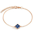Bracelet Argent Zircone bleu saphir, 4 Pierres rosé Plaqué or Fleur