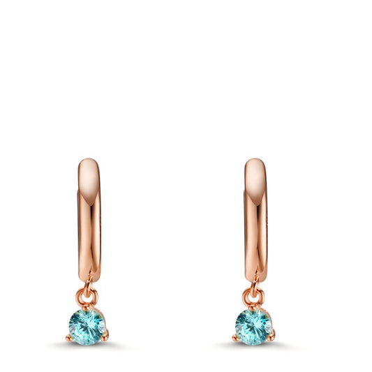 Créoles à charnières Argent Zircone aqua rosé Plaqué or