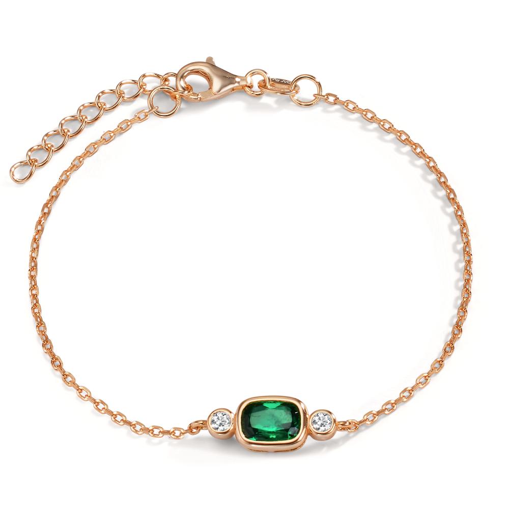 Bracelet Argent Zircone vert, Zircone blanc, 2 Pierres rosé Plaqué or