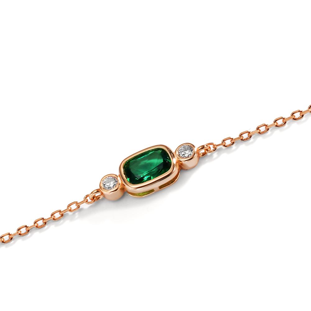 Bracelet Argent Zircone vert, Zircone blanc, 2 Pierres rosé Plaqué or