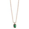 Collier Argent Zircone vert, Zircone blanc rosé Plaqué or 40-45 cm