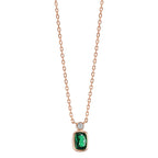 Collier Argent Zircone vert, Zircone blanc rosé Plaqué or 40-45 cm