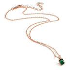Collier Argent Zircone vert, Zircone blanc rosé Plaqué or 40-45 cm