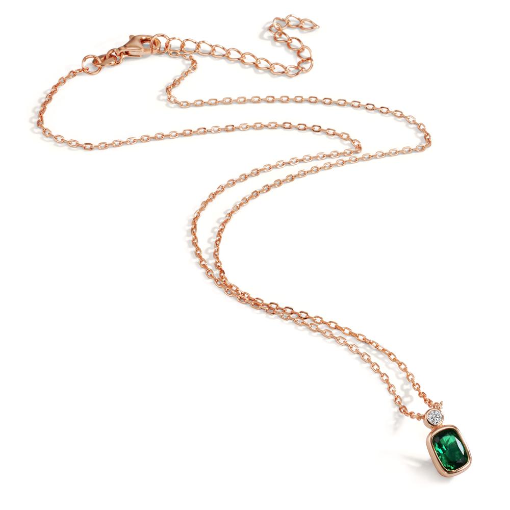 Collier Argent Zircone vert, Zircone blanc rosé Plaqué or 40-45 cm