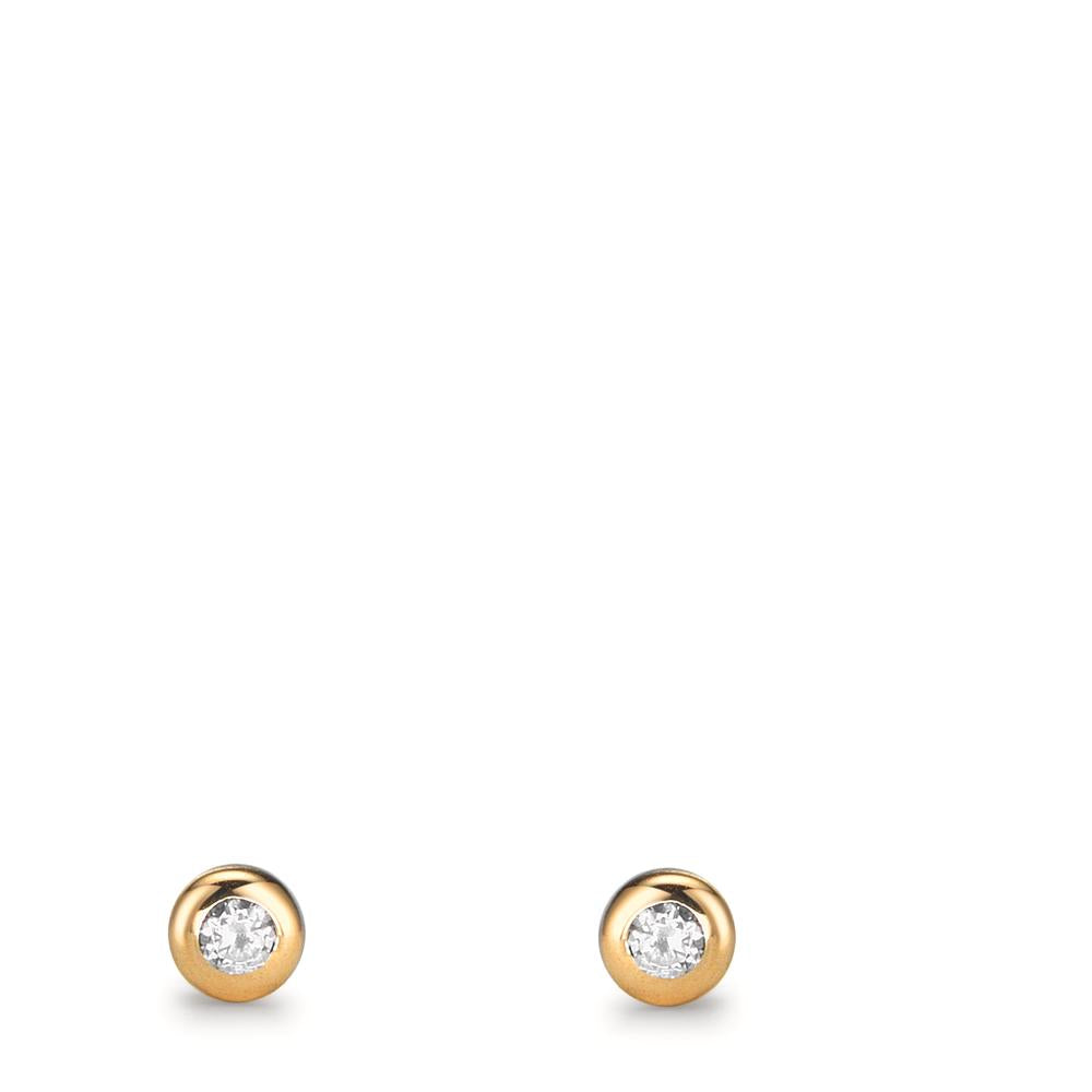 Clous d'oreilles Or jaune 9K Zircone 2 Pierres Ø3.5 mm