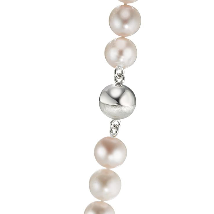 Collier Argent Rhodié perle d'eau douce, 8.5 mm 50 cm