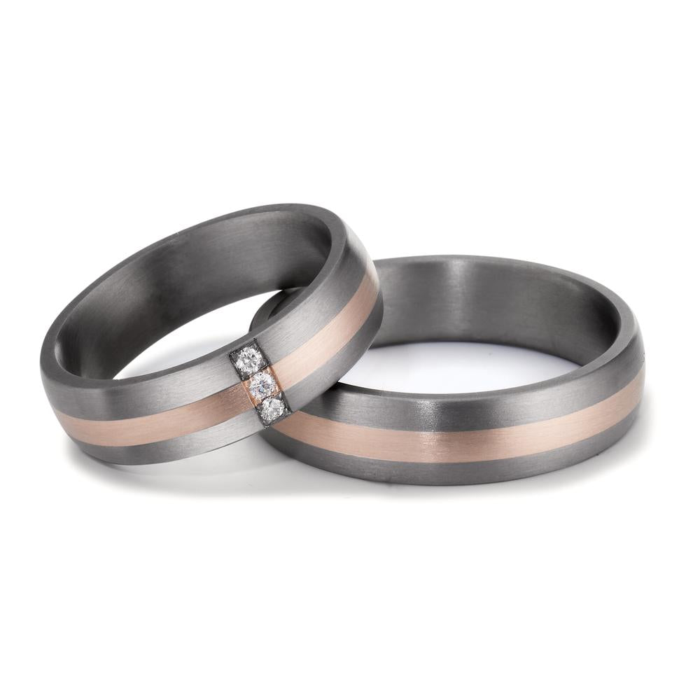 Alliance Tantale 999, Or rose 14K Diamant 0.045 ct, 3 Pierres, w-si