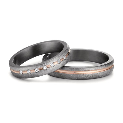 Alliance Tantale 999, Or rose 14K Diamant 0.07 ct, 7 Pierres, w-si