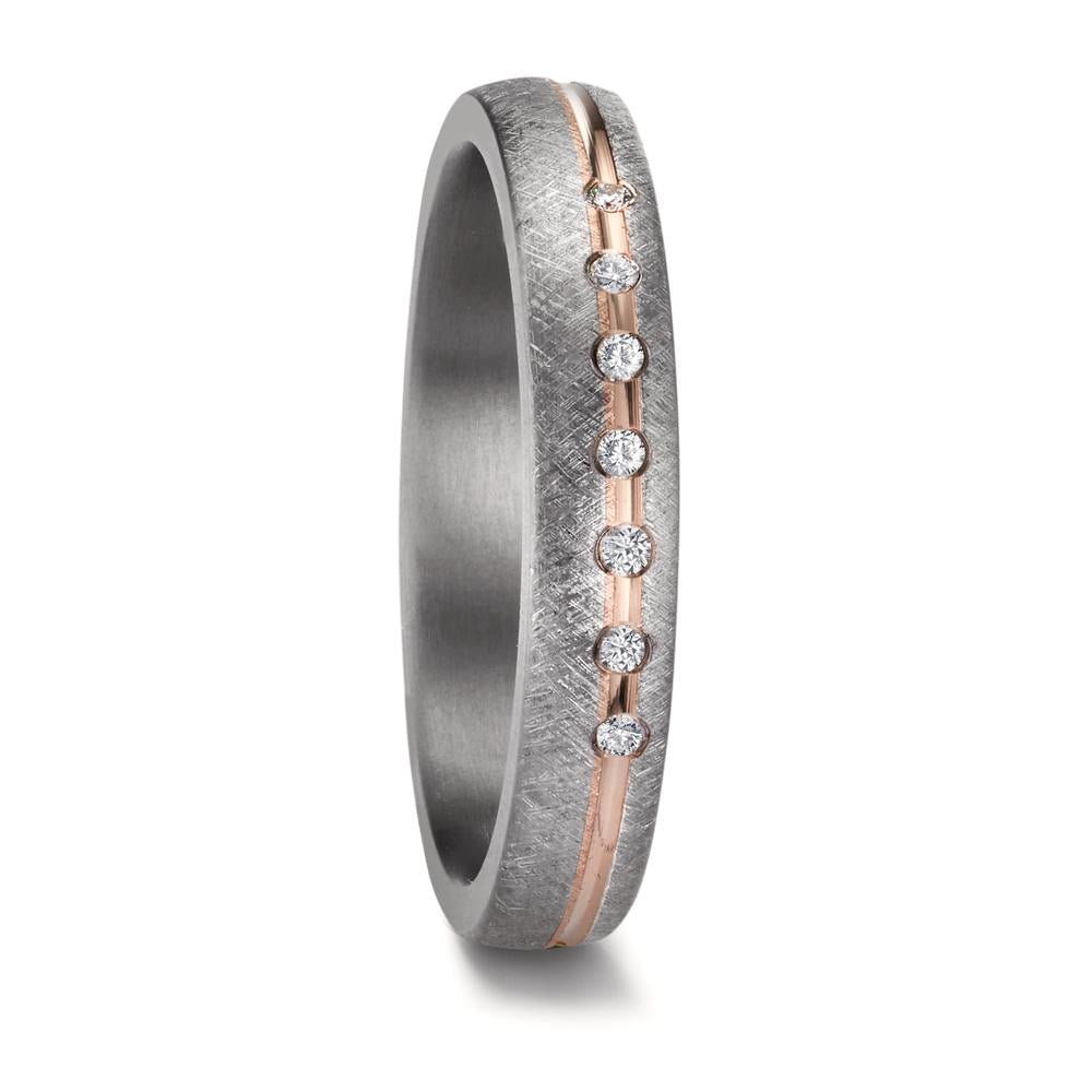Alliance Tantale 999, Or rose 14K Diamant 0.07 ct, 7 Pierres, w-si