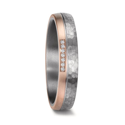 Alliance Tantale 999, Or rose 14K Diamant 0.025 ct, 7 Pierres, w-si