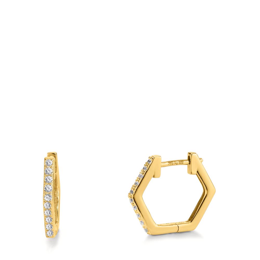 Créoles à charnières Argent Zircone 20 Pierres jaune Plaqué or