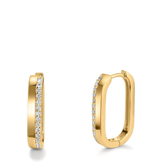 Créoles à charnières Argent Zircone 28 Pierres jaune Plaqué or