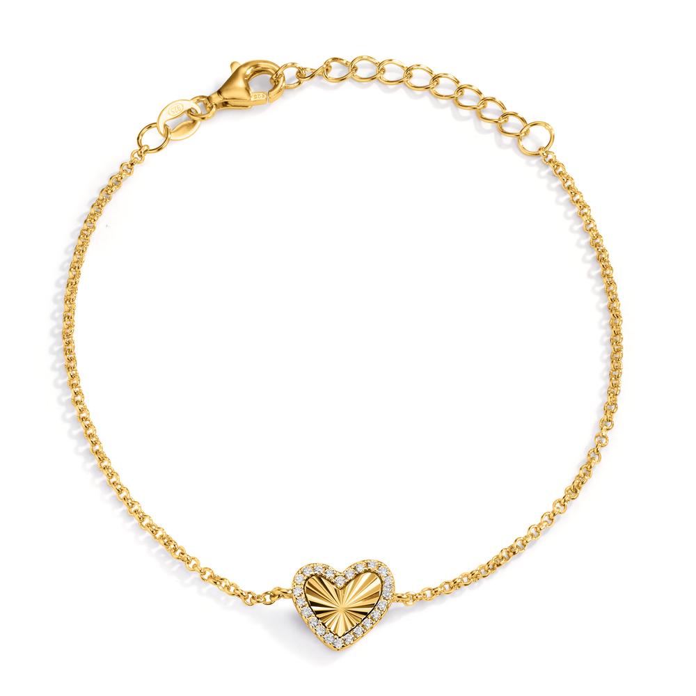 Bracelet Argent Zircone jaune Plaqué or Coeur