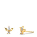 Clous d'oreilles Argent Zircone 4 Pierres jaune Plaqué or Ø7 mm