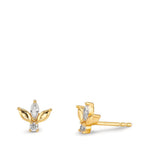 Clous d'oreilles Argent Zircone 4 Pierres jaune Plaqué or Ø7 mm