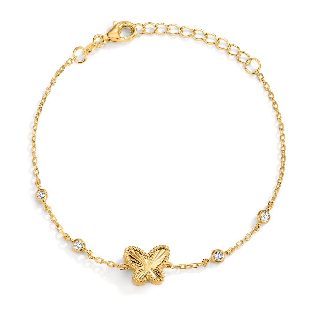 Bracelet Argent Zircone Plaqué or Papillon