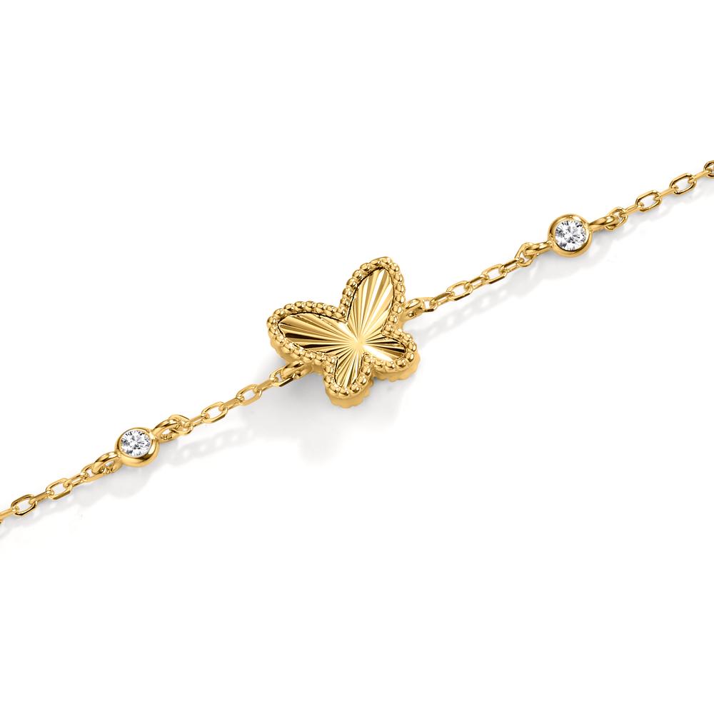 Bracelet Argent Zircone Plaqué or Papillon