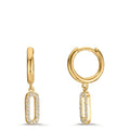 Créoles à charnières Argent Zircone jaune Plaqué or