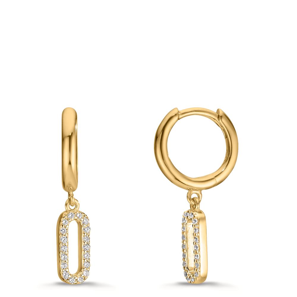 Créoles à charnières Argent Zircone jaune Plaqué or