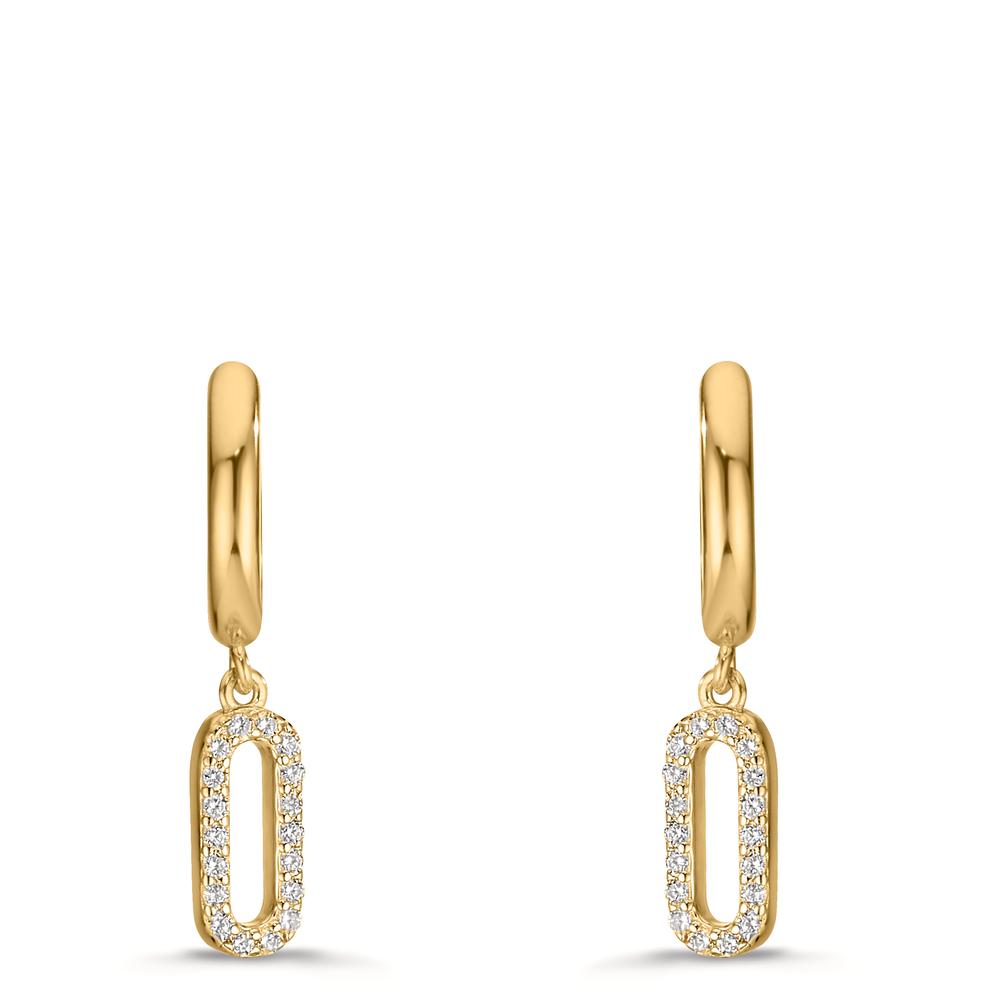Créoles à charnières Argent Zircone jaune Plaqué or