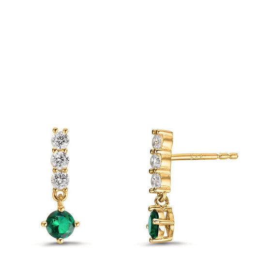 Pendant d'oreilles Argent Zircone 8 Pierres jaune Plaqué or