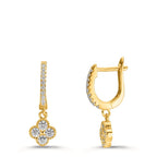 Pendant d'oreilles Argent Zircone jaune Plaqué or Fleur