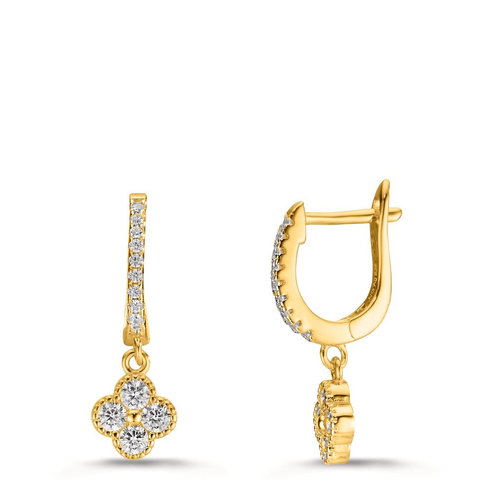 Pendant d'oreilles Argent Zircone jaune Plaqué or Fleur