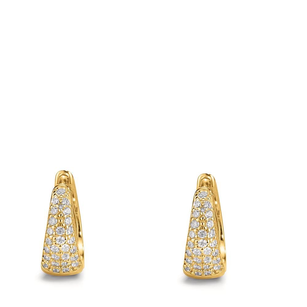 Créoles à charnières Argent Zircone jaune Plaqué or