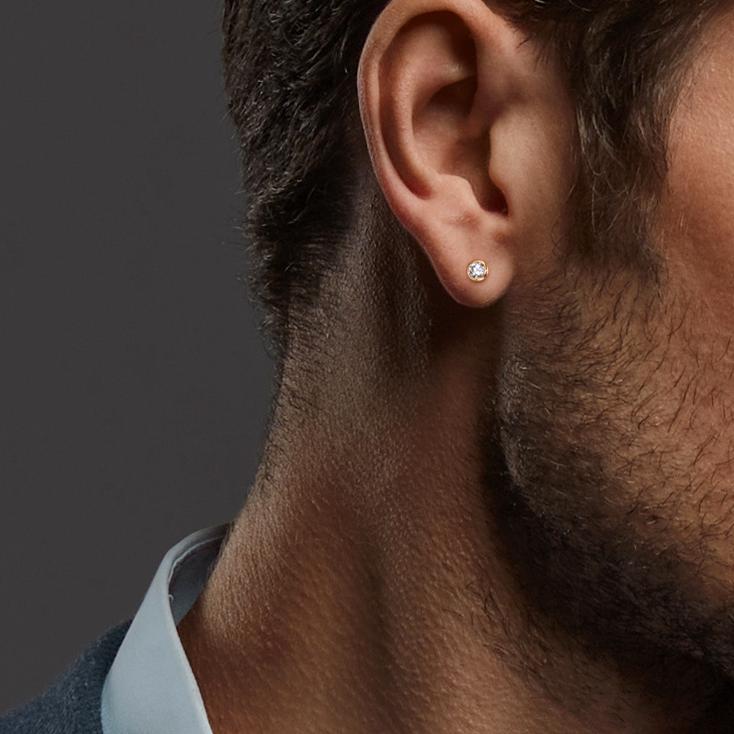 Clous d'oreille à l'unité Or jaune 18K Zircone Ø2.5 mm