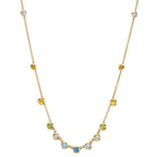 Collier Or jaune 18K Citrine 0.20 ct, 2 Pierres, Améthyste vert, 0.30 ct, 4 Pierres, Péridot 0.13 ct, 2 Pierres, Topaze 0.43 ct, 3 Pierres, Quartz 0.12 ct, 2 Pierres 40-45 cm