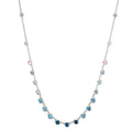 Collier Or blanc 18K Topaze 1.31 ct, 12 Pierres, Topaze London Blue 0.41 ct, 3 Pierres, Quartz 0.06 ct, 2 Pierres, Quartz rose 0.19 ct, 4 Pierres 40-45 cm
