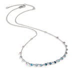 Collier Or blanc 18K Topaze 1.31 ct, 12 Pierres, Topaze London Blue 0.41 ct, 3 Pierres, Quartz 0.06 ct, 2 Pierres, Quartz rose 0.19 ct, 4 Pierres 40-45 cm