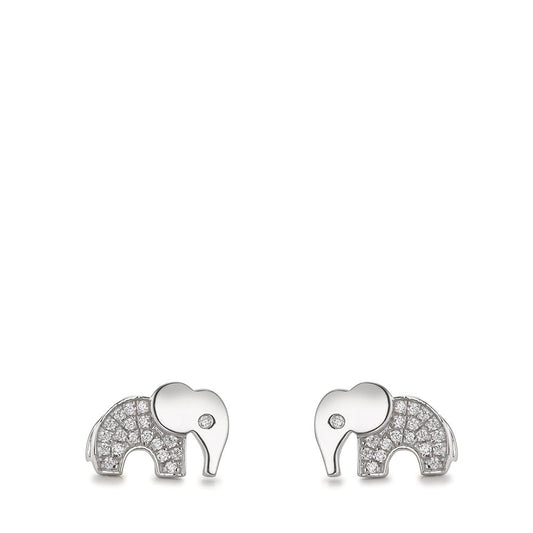 Clous d'oreilles Argent Zircone Rhodié Éléphant