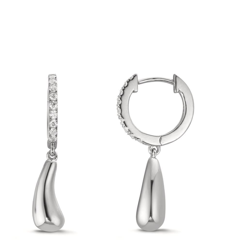 Créoles à charnières Argent Zircone 18 Pierres Rhodié