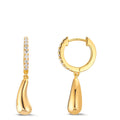Créoles à charnières Argent Zircone 18 Pierres jaune Plaqué or