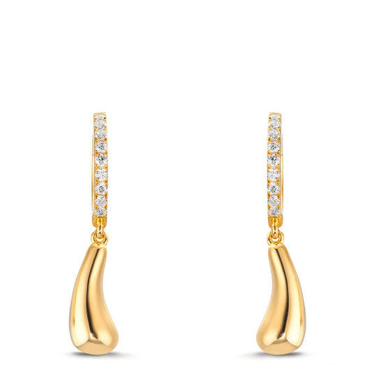 Créoles à charnières Argent Zircone 18 Pierres jaune Plaqué or