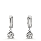 Créoles à charnières Argent Zircone 2 Pierres Rhodié