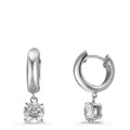 Créoles à charnières Argent Zircone 2 Pierres, 6 mm Rhodié