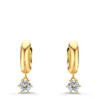 Créoles à charnières Argent Zircone 2 Pierres, 5 mm jaune Plaqué or
