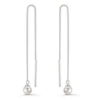 Boucles d'oreilles pendantes Argent Rhodié [shining Pearls], 2 Perles, 5 mm